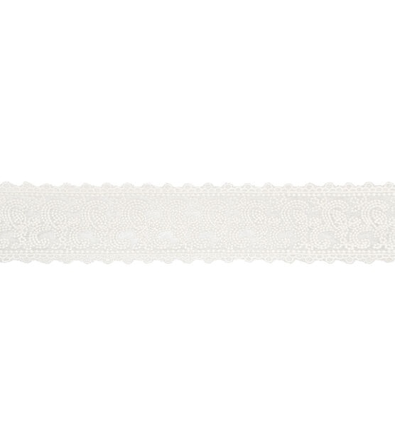 Wrights Embroidered Mesh Trim 2'' Antique White