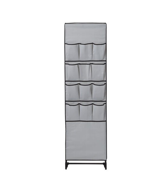 Honey Can Do 62" Gray Portable Wardrobe Closet With Cover & Side Pockets, , hi-res, image 10