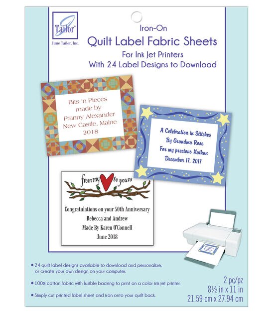 June Tailor Quilt Label Fabric Sheets