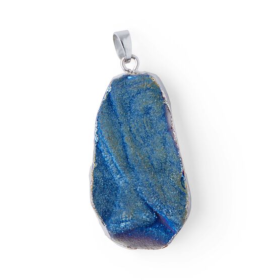 Druzy Agate Pendant With Silver Edge by hildie & jo, , hi-res, image 2