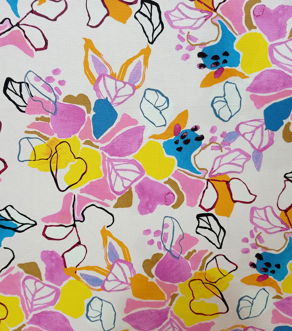 Vintage FABRIC PINK Abstract FLORAL