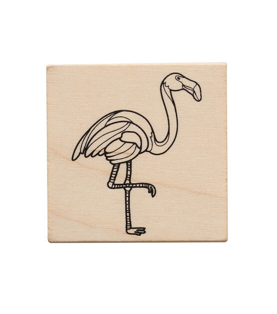 American Crafts Wooden Stamp Flamingo