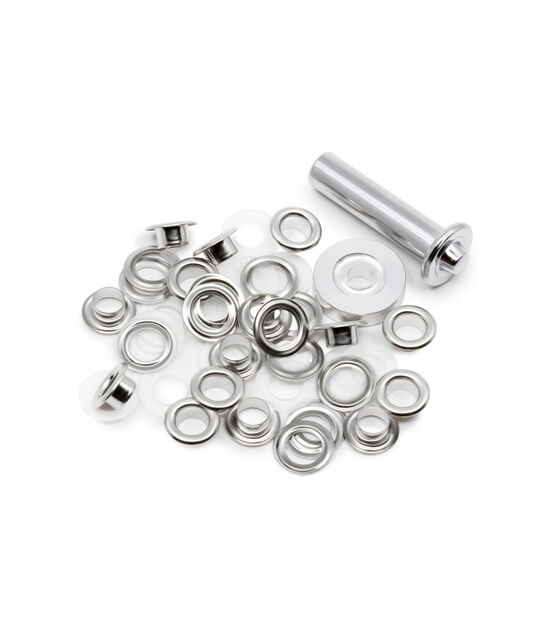 Dritz 1/4" 2-Part Eyelets & Tools, 15 Sets, Nickel, , hi-res, image 5