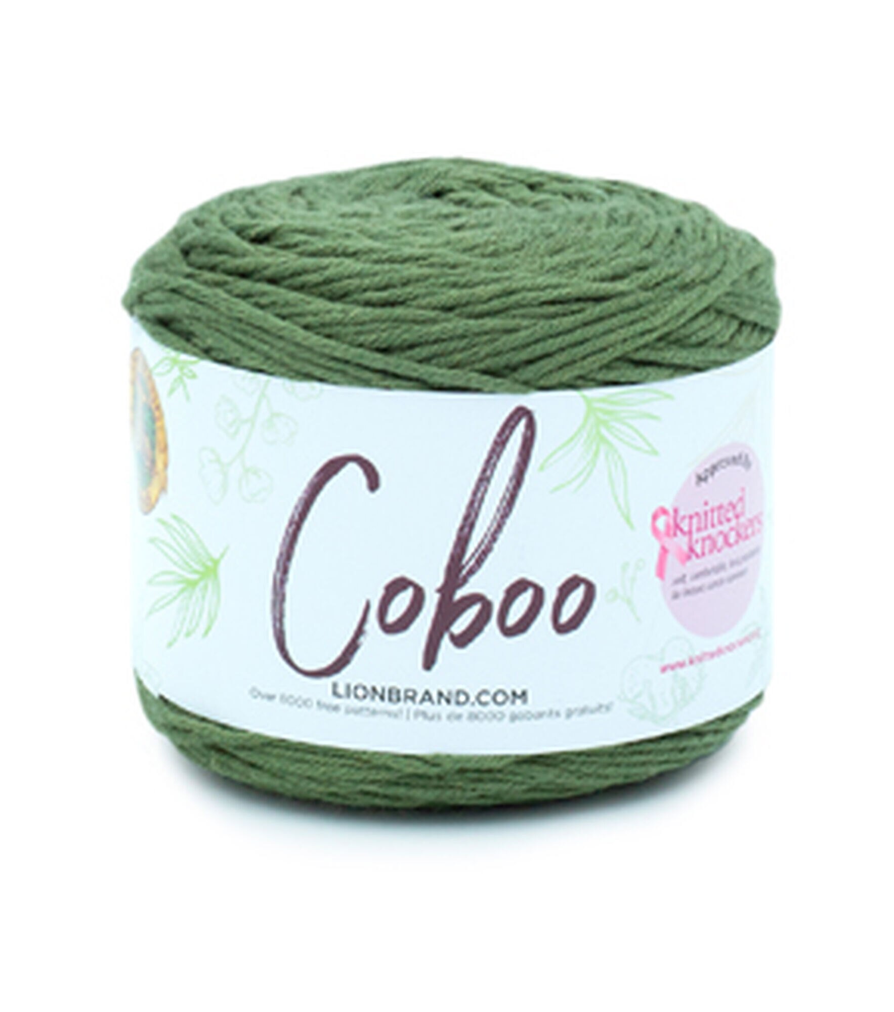 Lion Brand Coboo Natural Fiber 232yds Light Weight Cotton Yarn, Olive, hi-res