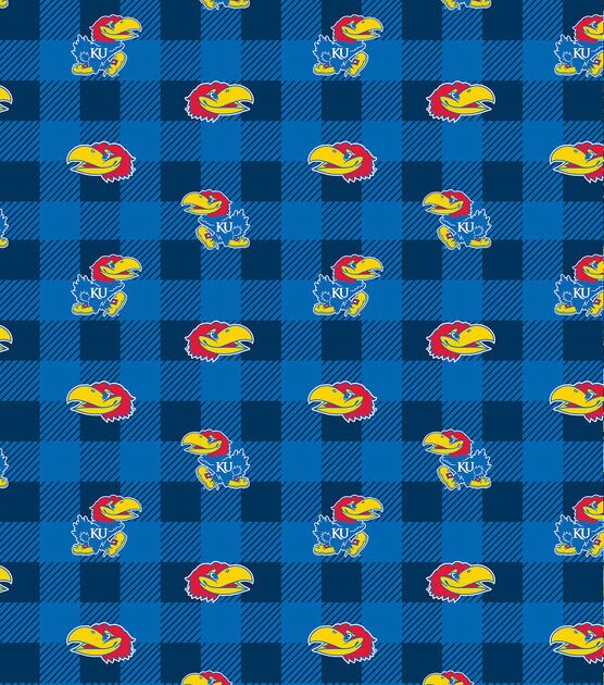 University of Kansas Jayhawks Fleece Fabric Buffalo Check, , hi-res, image 2