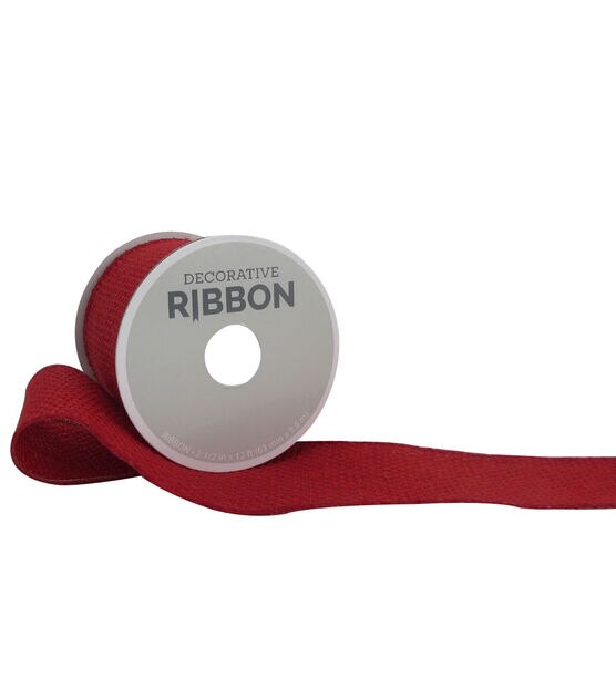 Decorative Ribbon 2.5" Solid Burlap Ribbon Red