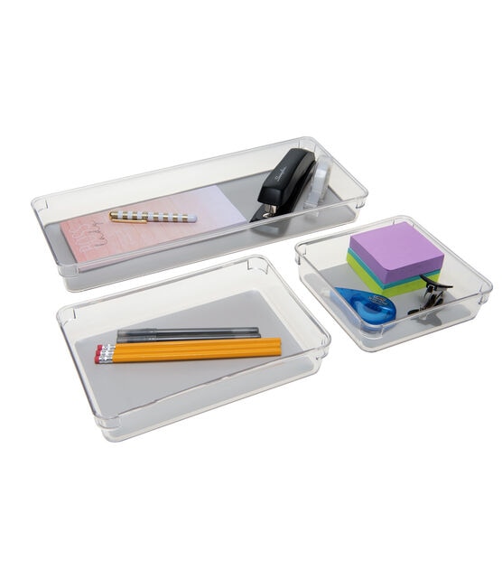 Simplify 3ct Clear Multipurpose Drawer Organizers, , hi-res, image 2