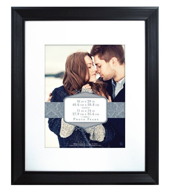 MCS 16"x20" Matted to 11"x14" Ascot Black Wall Frame