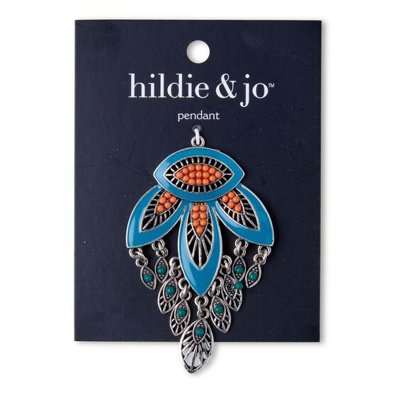 3" Silver & Turquoise Enamel Petal Chandelier Pendant by hildie & jo