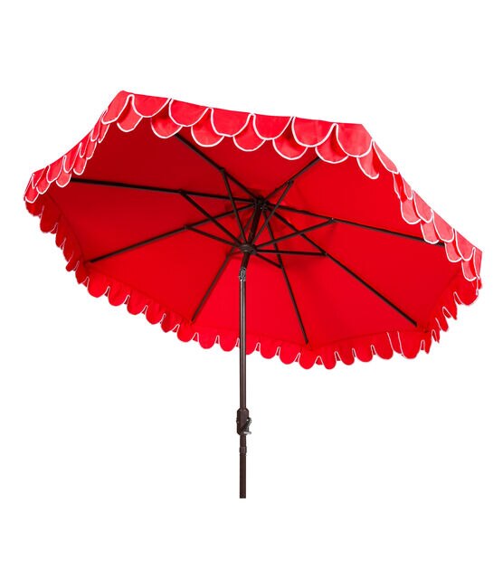 Safavieh 9' Elegant Red Valance Auto Tilt Patio Umbrella, , hi-res, image 6