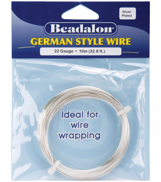 Beadalon German Style Round Wire 22 Gauge 32.8 Feet Pkg Silver