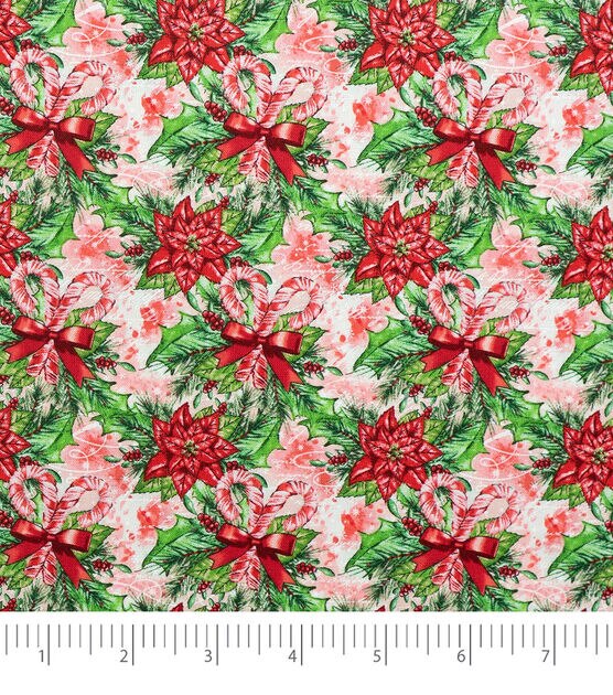 Singer Red Poinsettias Christmas Cotton Fabric