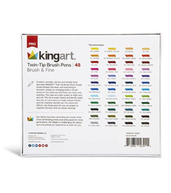 KINGART Dual Tip Brush Pen Art Markers Set of 48 Unique Colors, , hi-res, image 4