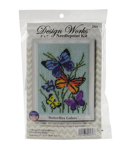 Design Works 7" x 5" Butterflies Galore Needlepoint Kit