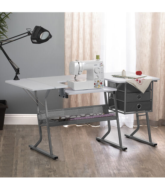 Studio Designs Eclipse Ultra Steel Sewing Machine Table Gray & White, , hi-res, image 3