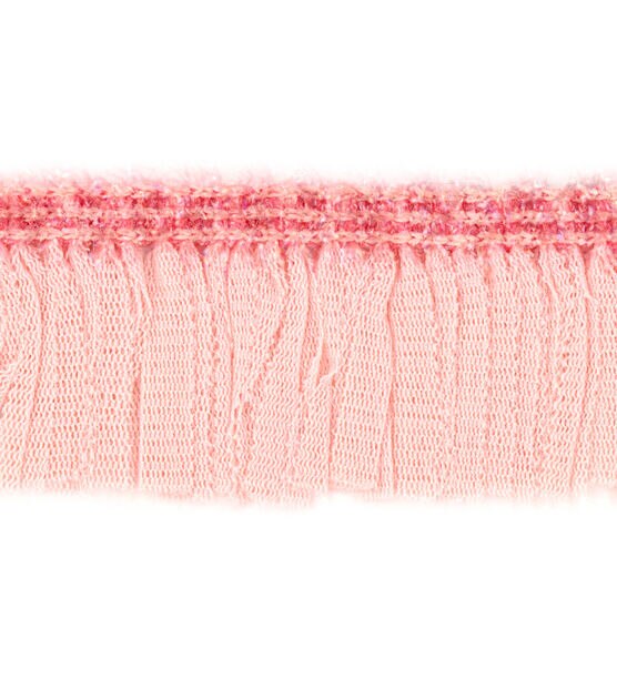 Yhsheen Pink Fringe, 5 Yards x 4 inch Fringe Trim with B7000 Glue, Tassels Trim for Crafts, Polyester Fibre Sewing Fringe Trim(Pink)