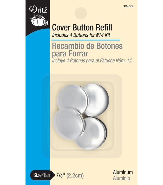 Dritz 7/8" Cover Button Refill, 4 Sets, Nickel