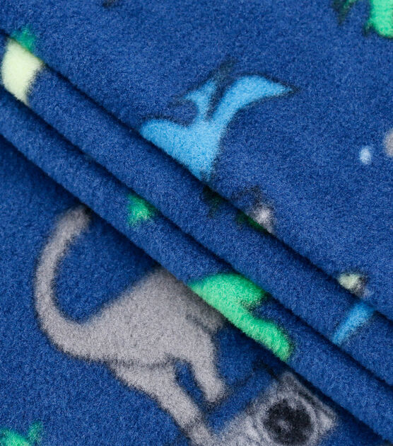 Cool Dinosaurs on Blue Anti Pill Fleece Fabric, , hi-res, image 2