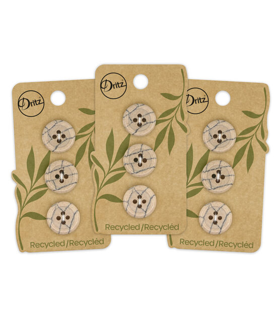 Dritz 11/16" Recycled Polyester Round 4 Hole Buttons 9pk