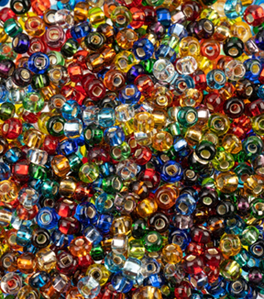 John Bead Czech Glass Beads 24G 8/0, Silver Lined Mix, swatch, image 2