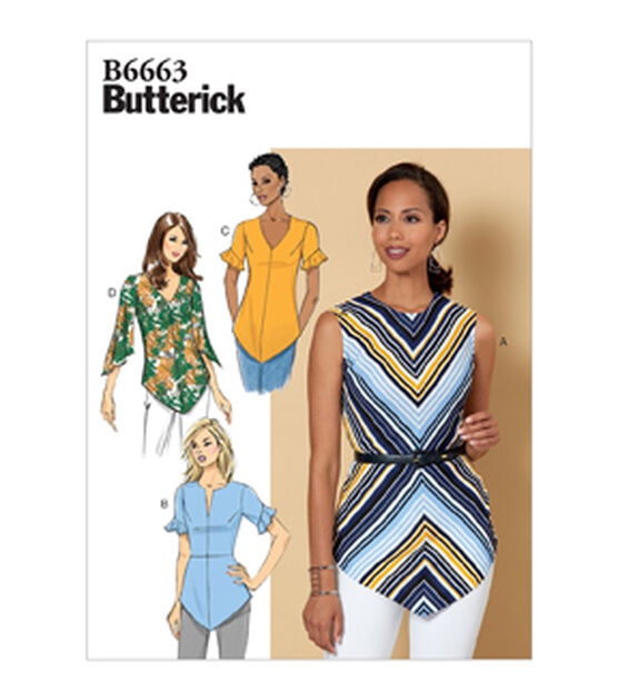 Butterick B6663 Size 14 to 22 Misses Top Sewing Pattern