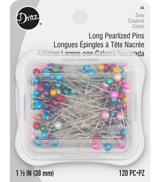 Dritz 1-1/2" Long Pearlized Pins, Assorted, 120 pc