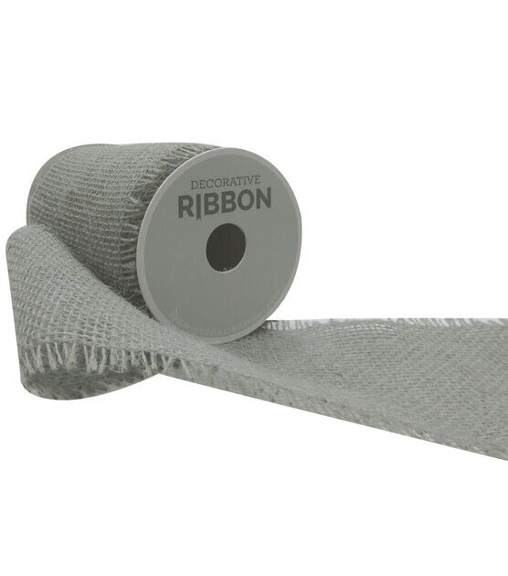 Decorative Ribbon 5.5''x12' Brush Burlap Gray