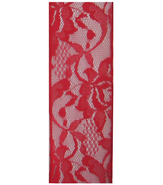 Decorative Ribbon 2.5''x15' Lace Ribbon Red, , hi-res, image 2
