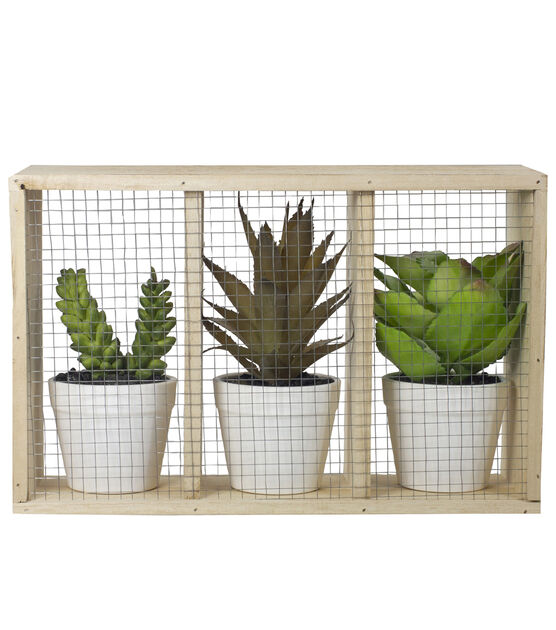 Northlight 10.75" Artificial Mixed Potted Succulents in Wooden Box, , hi-res, image 4
