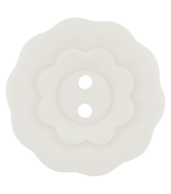 La Mode 1 3/4" White Flower 2 Hole Button, , hi-res, image 2