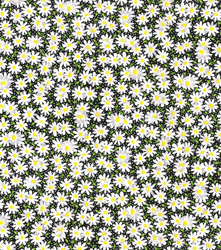 Fabric Traditions Packed Daisies Cotton Fabric by Keepsake Calico, Black, swatch