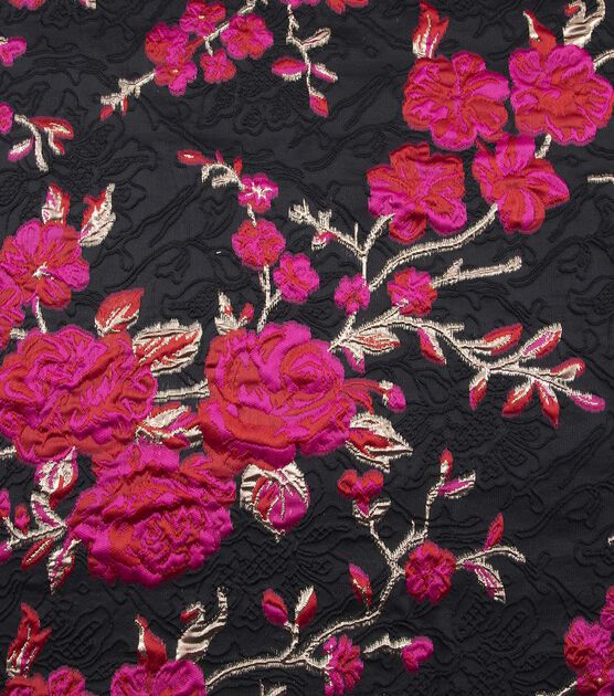 Yaya Han Cosplay Black Pink Floral Brocade Fabric