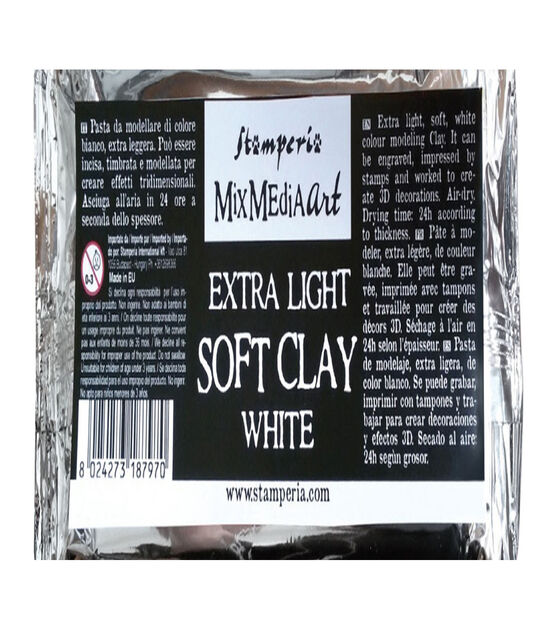 Stamperia 5.5oz White Mix Media Art Extra Light Soft Air Dry Modeling Clay