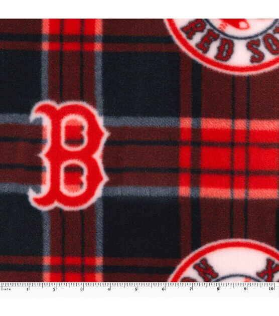 Fabric Traditions Boston Red Sox Fleece Fabric Plaid