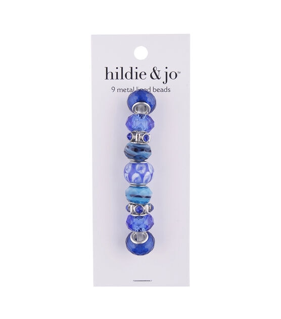 15mm Dark Blue & Turquoise Metal Lined Glass Beads 9ct by hildie & jo