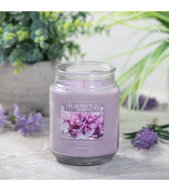 18oz Lilac Blossom Scented Jar Candle by Hudson 47, , hi-res, image 2