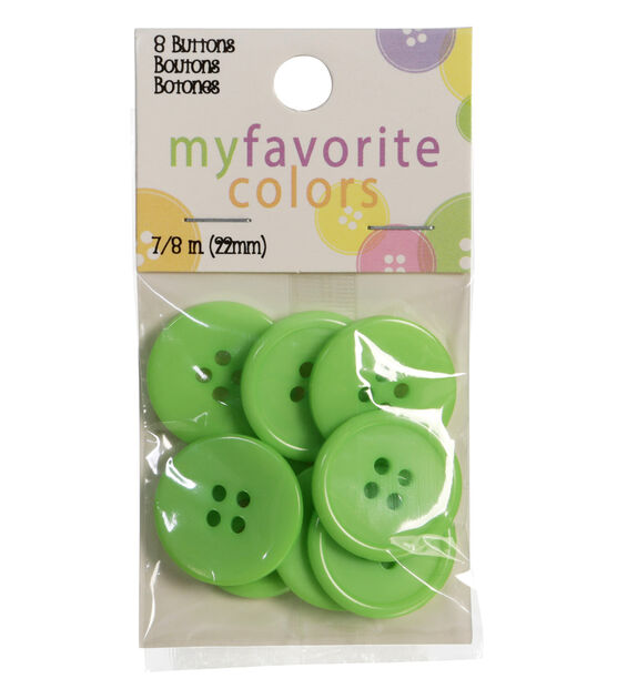 My Favorite Colors 7/8" Lime Round 4 Hole Buttons 8pk