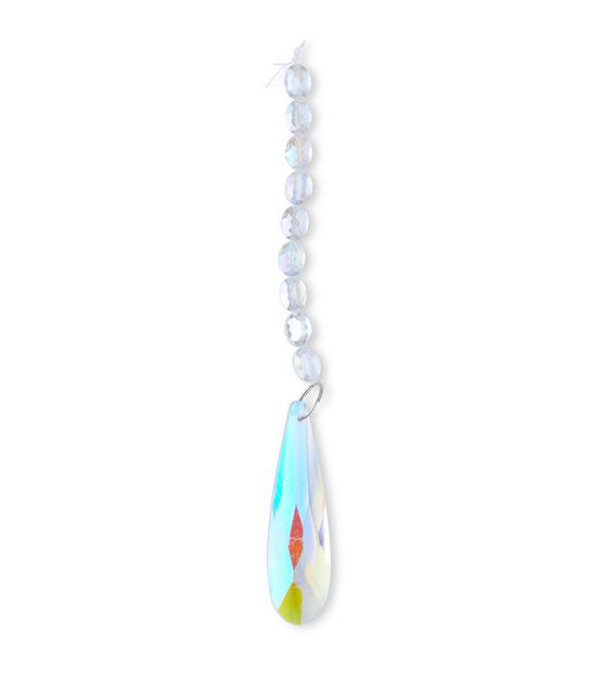 7.5" Clear Faceted Teardrop Glass Bead Strand by hildie & jo, , hi-res, image 2