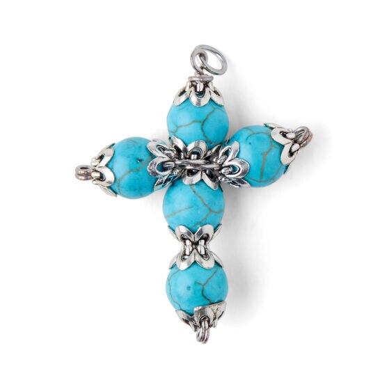 Turquoise Stone Cross Pendant by hildie & jo, , hi-res, image 2