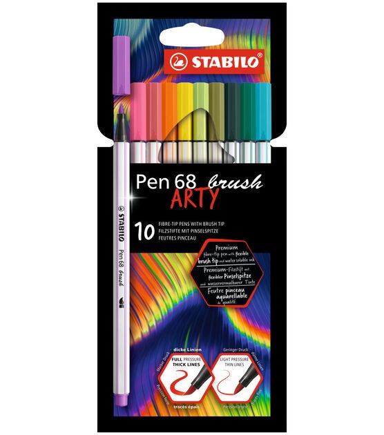 STABILO Premium Fibre-Tip Pen with Brush Tip Pen 68 brush - Pack of 24 -  Assorted Colours