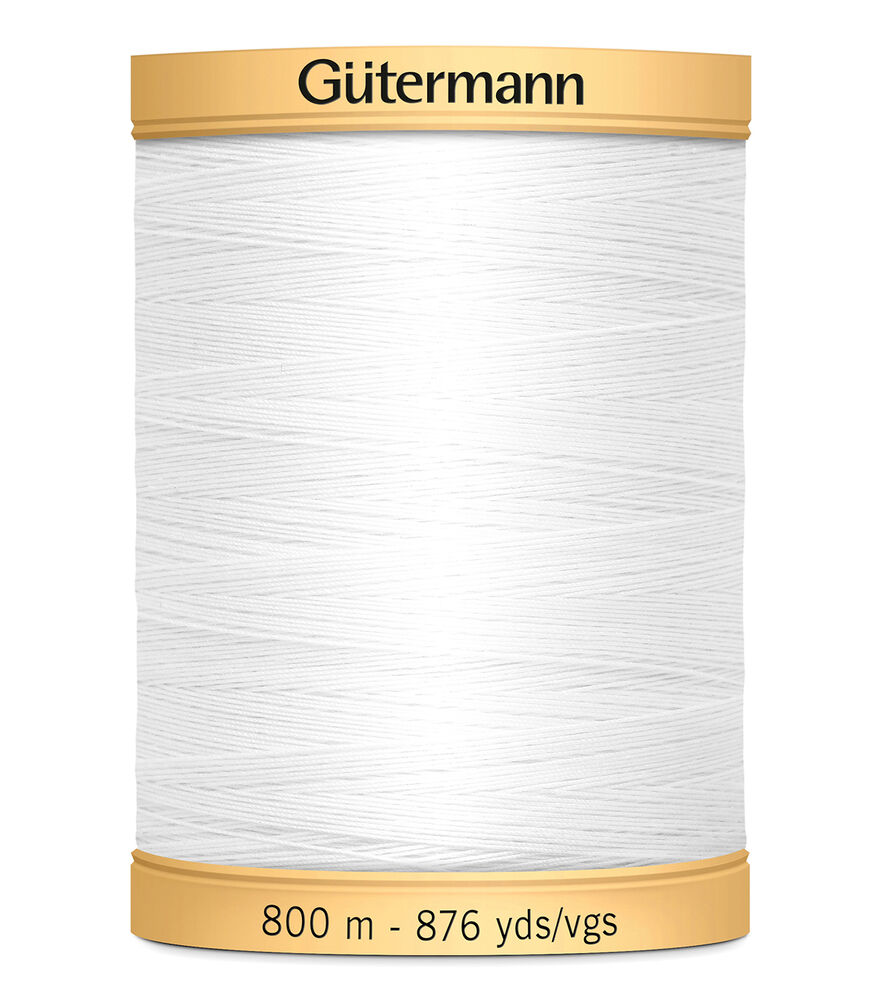 Gutermann 876yd Natural Cotton 50wt Thread, White, swatch