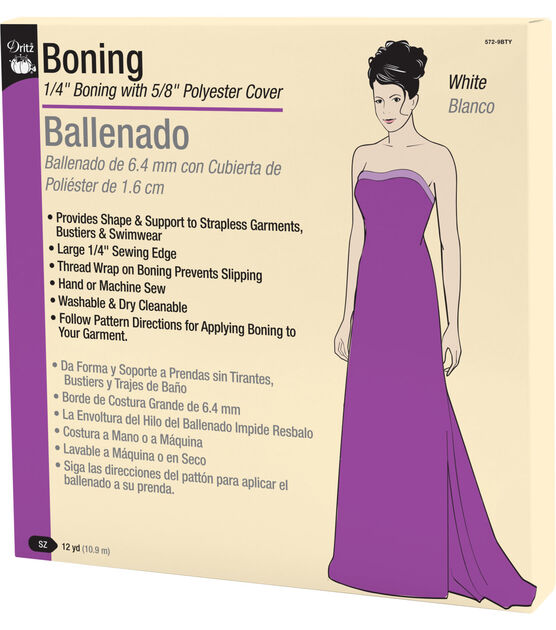 Dritz 1/4" Boning with 5/8" Polyester Cover, , hi-res, image 2
