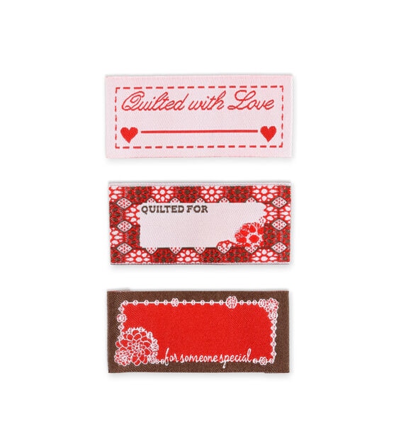 Sew-On Woven Quilt Labels, 9 pc, Red & White, , hi-res, image 2