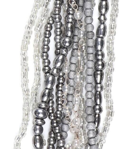 14" Gray Glass Multi Strand Strung Beads by hildie & jo, , hi-res, image 2