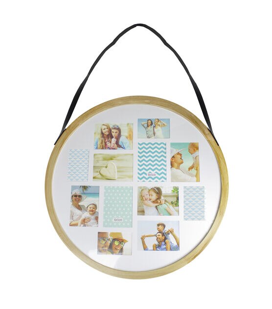 Northlight 28" Wood 12 Photo Round Collage Frame, , hi-res, image 1