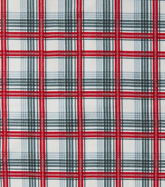 Eddie Bauer Gray & Red Plaid Flannel Prints Fabric