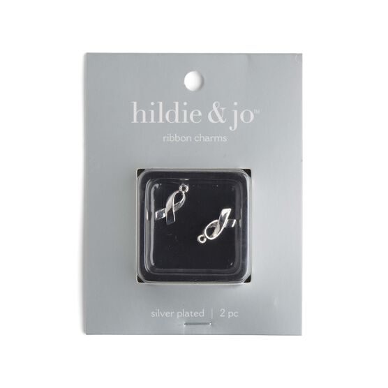 2pk Silver Plated Ribbon Charms by hildie & jo