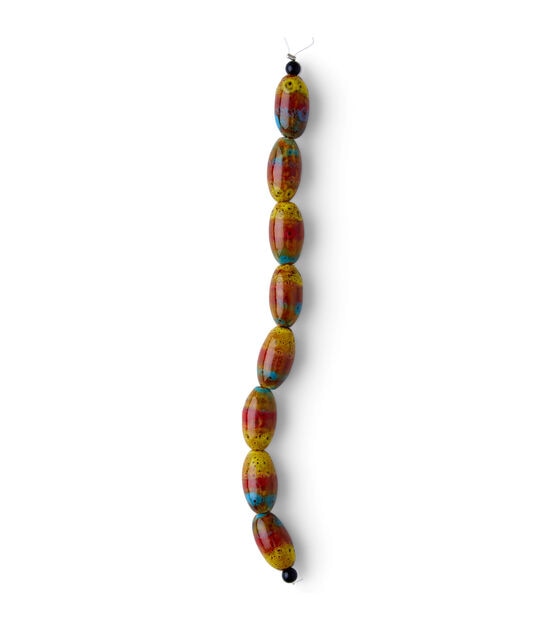 7" Multi Stripes Oval Ceramic Strung Beads by hildie & jo, , hi-res, image 2