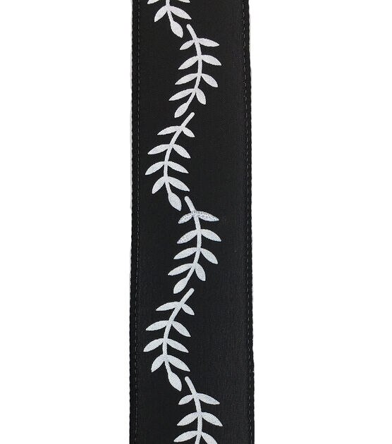 Save the Date 1.5"x15' White Ferns Black Woven Ribbon, , hi-res, image 3