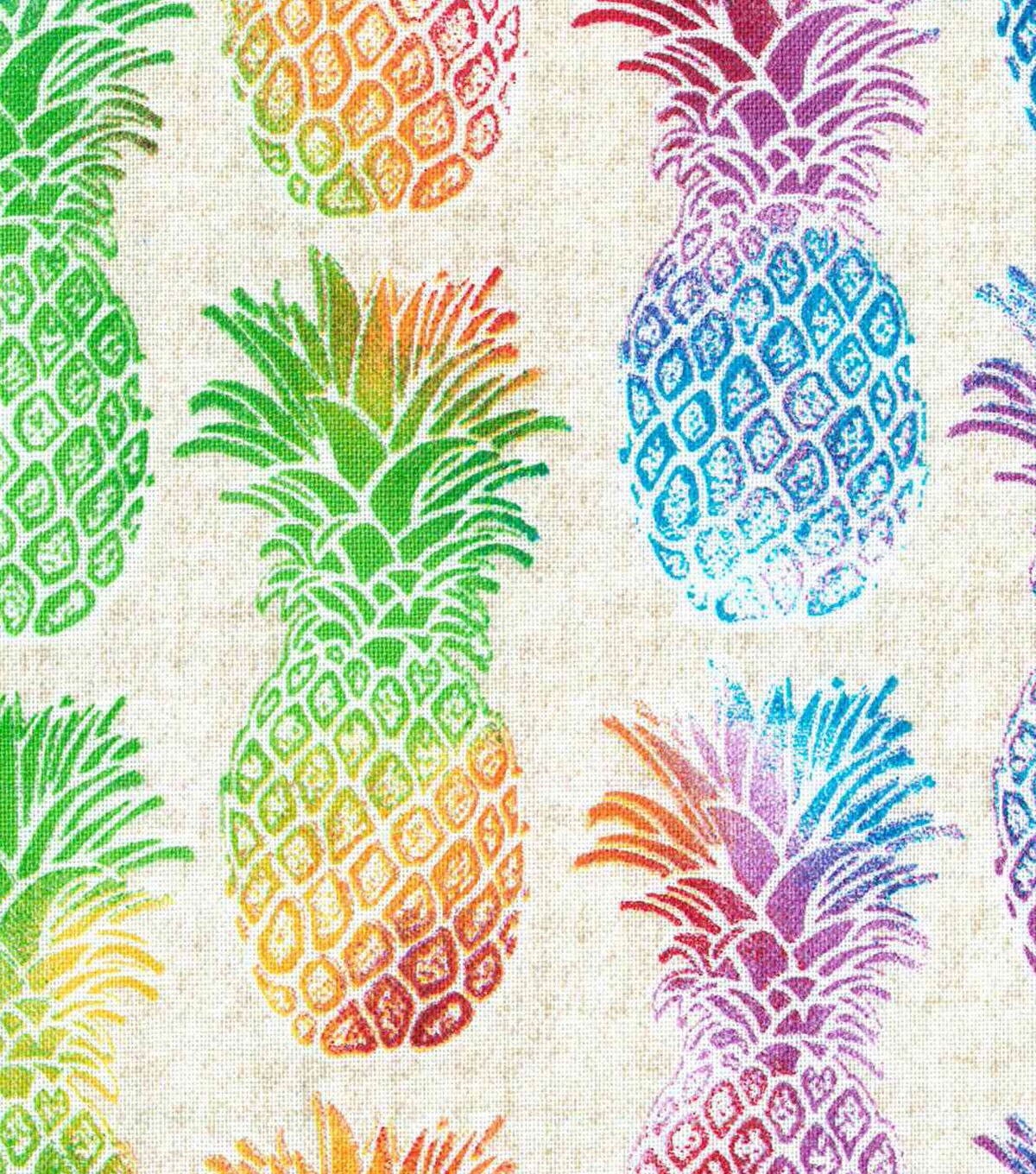 Printed Upholstery Fabric Checkered Pineapple Upholstery Fabric Fabric by the Yard Checked Pineapple Fabric Pineapple Canvas Fabric